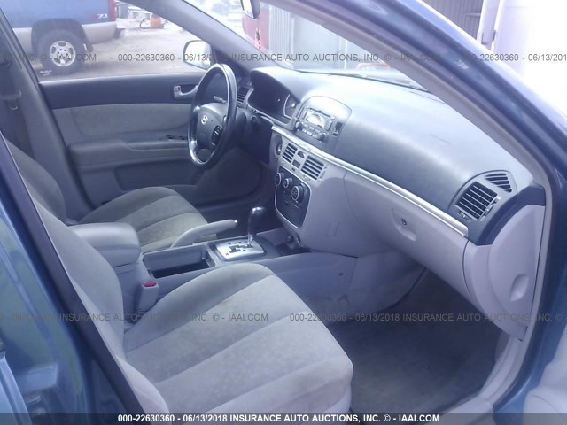 5NPEU46C96H075827 - 2006 HYUNDAI SONATA GLS/LX BLUE photo 5