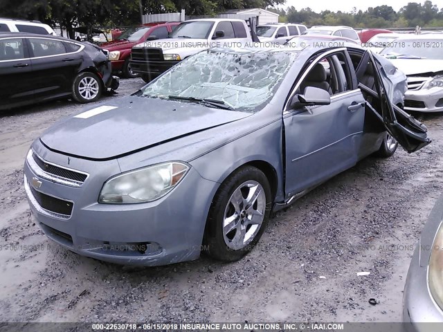 1G1ZH57B394207582 - 2009 CHEVROLET MALIBU 1LT BLUE photo 2