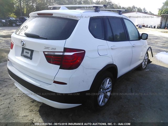 5UXWX9C51E0D16386 - 2014 BMW X3 XDRIVE28I WHITE photo 4