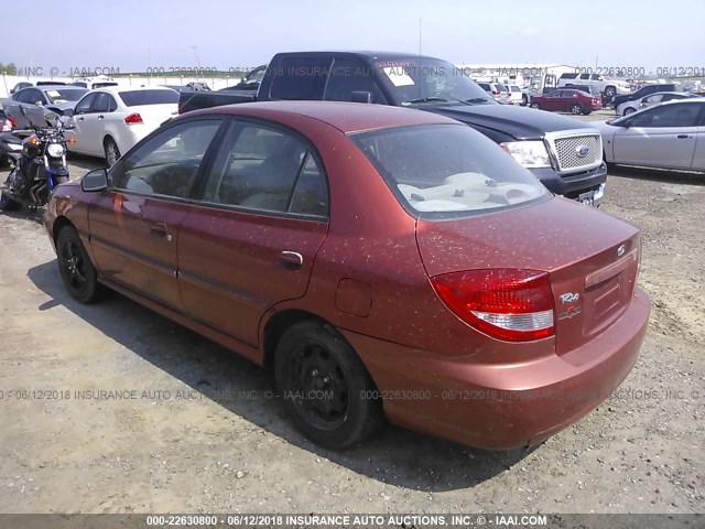 KNADC125136275284 - 2003 KIA RIO RED photo 3