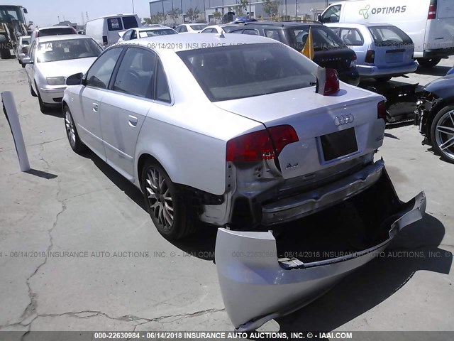 WAUDF78E98A147445 - 2008 AUDI A4 2.0T QUATTRO SILVER photo 3