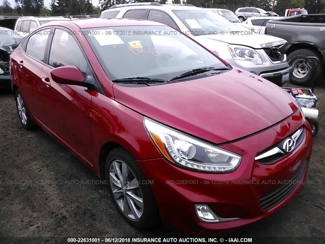 KMHCU4AE4EU643689 - 2014 HYUNDAI ACCENT GLS/SE RED photo 1