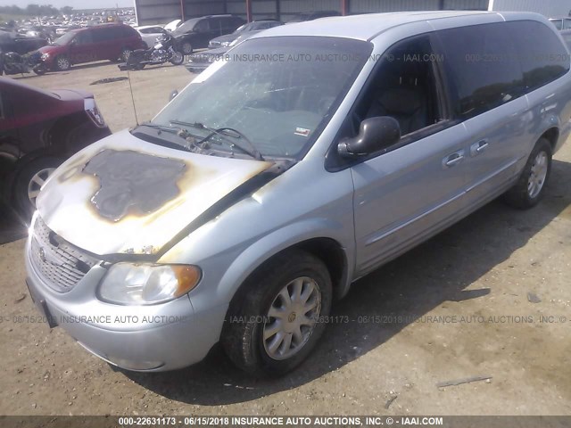 2C8GP54L22R531087 - 2002 CHRYSLER TOWN & COUNTRY LXI Light Blue photo 2