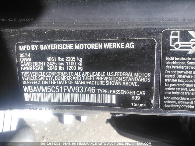 WBAVM5C51FVV93746 - 2015 BMW X1 XDRIVE35I GRAY photo 9