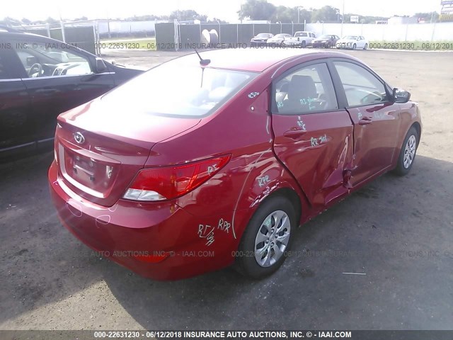 KMHCT4AE6HU213993 - 2017 HYUNDAI ACCENT SE RED photo 4