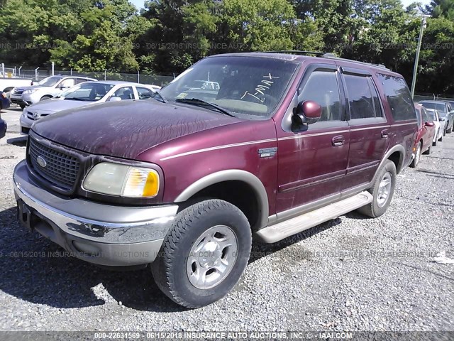 1FMPU18L7YLB97259 - 2000 FORD EXPEDITION EDDIE BAUER BURGUNDY photo 2