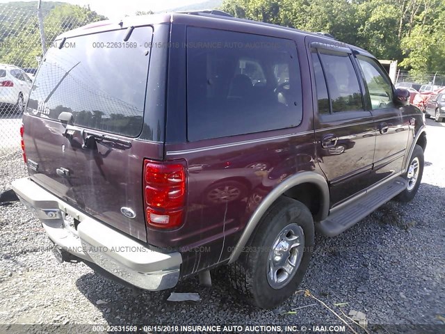 1FMPU18L7YLB97259 - 2000 FORD EXPEDITION EDDIE BAUER BURGUNDY photo 4