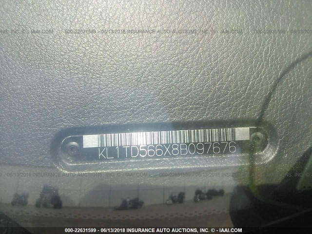 KL1TD566X8B097676 - 2008 CHEVROLET AVEO LS SILVER photo 9
