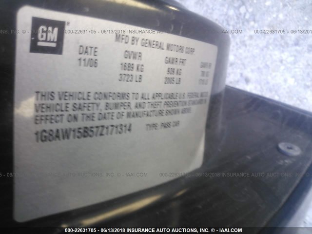 1G8AW15B57Z171314 - 2007 SATURN ION LEVEL 3 BLUE photo 9