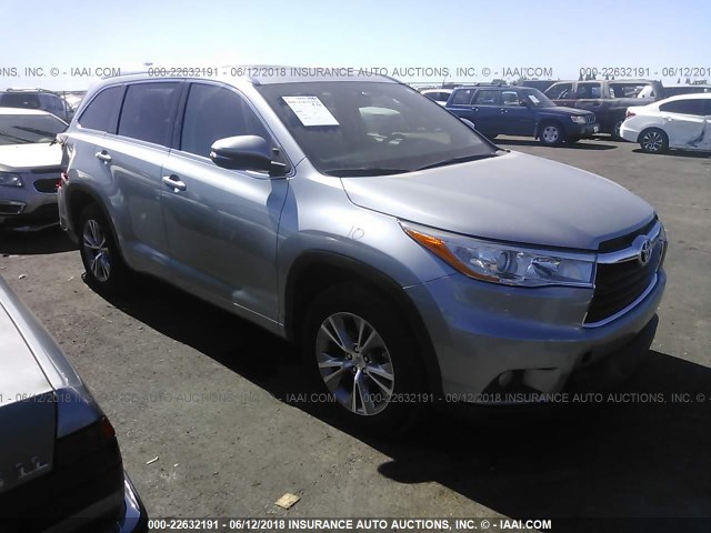 5TDKKRFH1ES032318 - 2014 TOYOTA HIGHLANDER XLE SILVER photo 1