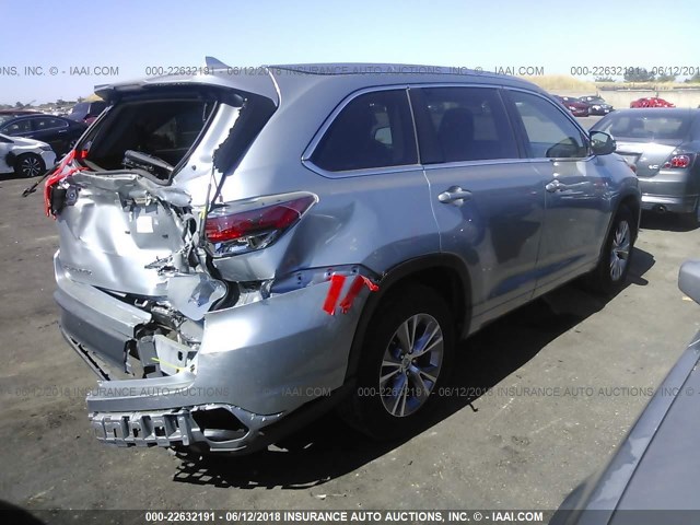 5TDKKRFH1ES032318 - 2014 TOYOTA HIGHLANDER XLE SILVER photo 4