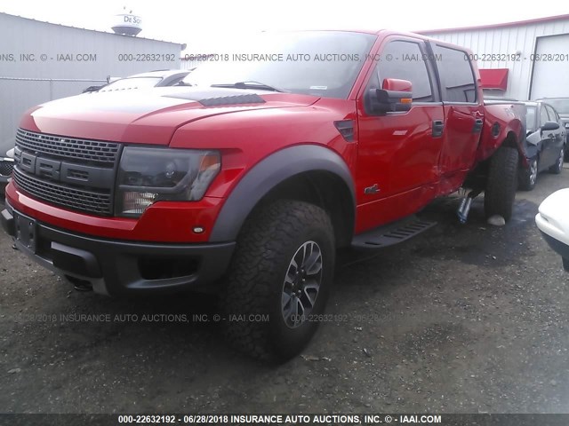 1FTFW1R66EFC70876 - 2014 FORD F150 SVT RAPTOR RED photo 2