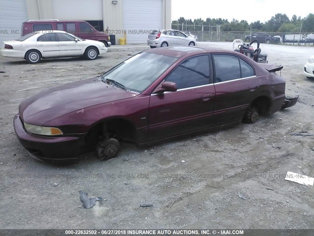 4A3AA46H11E055452 - 2001 MITSUBISHI GALANT ES/GTZ RED photo 2