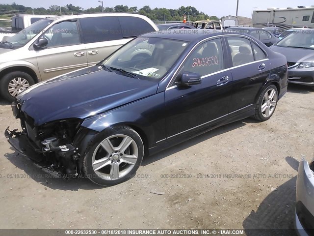 WDDGF8BB4BR155228 - 2011 MERCEDES-BENZ C 300 4MATIC Dark Blue photo 2