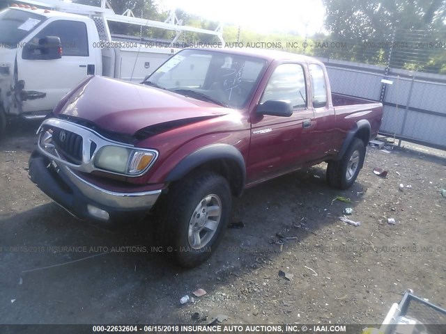 5TEWN72N13Z273403 - 2003 TOYOTA TACOMA XTRACAB BURGUNDY photo 2