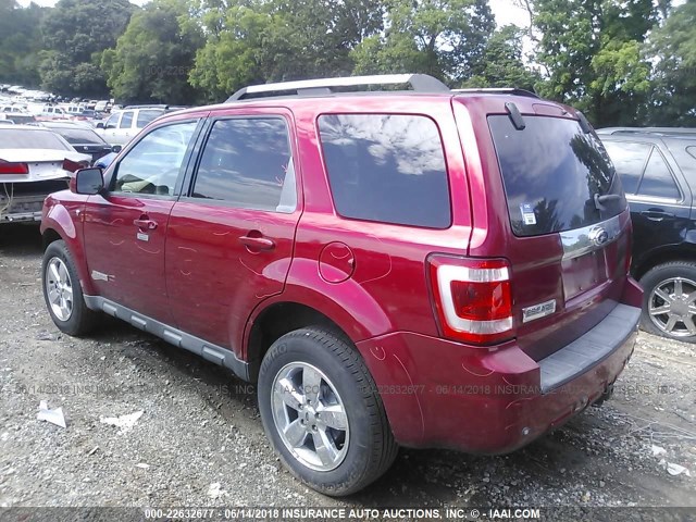 1FMCU04198KB47210 - 2008 FORD ESCAPE LIMITED RED photo 3
