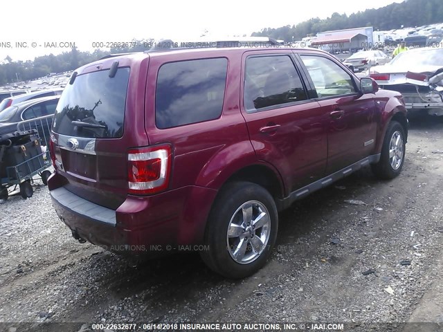 1FMCU04198KB47210 - 2008 FORD ESCAPE LIMITED RED photo 4