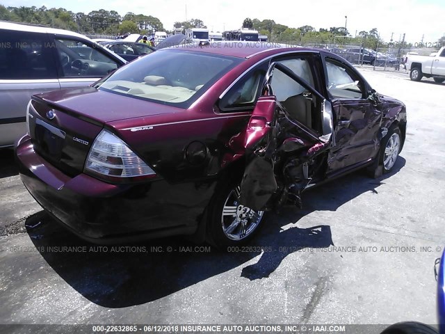 1FAHP25W68G135659 - 2008 FORD TAURUS LIMITED RED photo 4