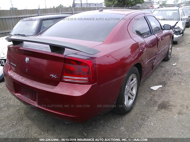 2B3KA53H86H131753 - 2006 DODGE CHARGER R/T RED photo 4
