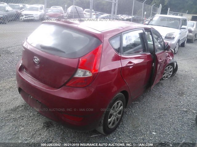 KMHCT5AE1CU021816 - 2012 HYUNDAI ACCENT GLS/GS RED photo 4