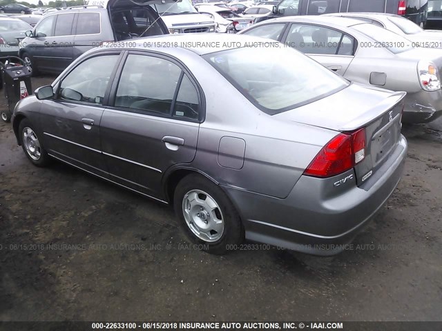 JHMES96605S015222 - 2005 HONDA CIVIC HYBRID GRAY photo 3