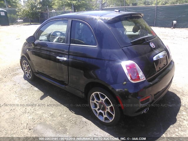 3C3CFFBR7DT668143 - 2013 FIAT 500 SPORT BLACK photo 3