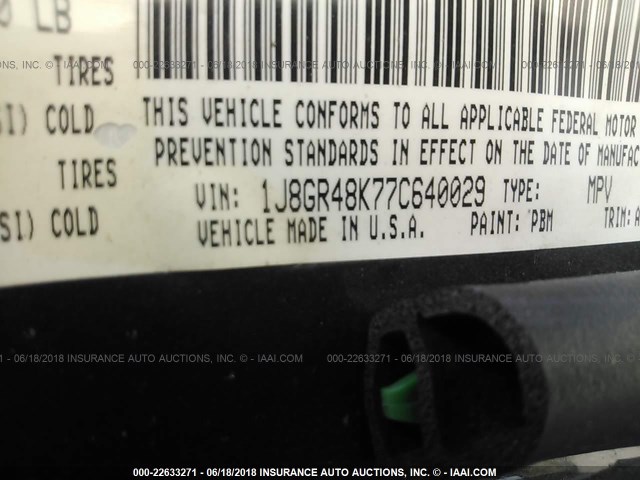 1J8GR48K77C640029 - 2007 JEEP GRAND CHEROKEE LAREDO/COLUMBIA/FREEDOM 灰色 照片 9