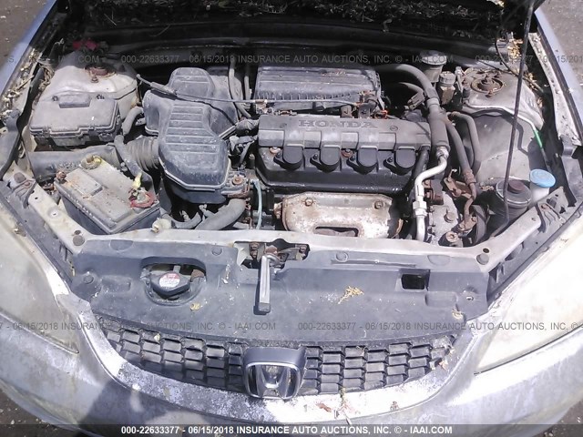 1HGEM21105L052510 - 2005 HONDA CIVIC DX VP SILVER photo 10