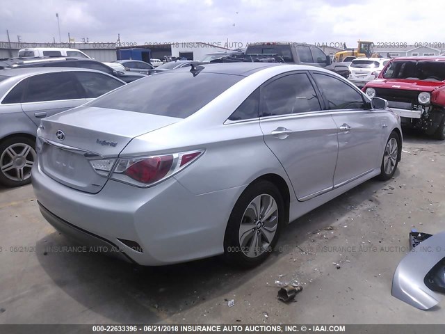 KMHEC4A41FA135511 - 2015 HYUNDAI SONATA HYBRID/LIMITED SILVER photo 4