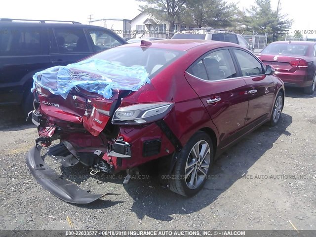 KMHD84LFXHU118378 - 2017 HYUNDAI ELANTRA SE/VALUE/LIMITED RED photo 4