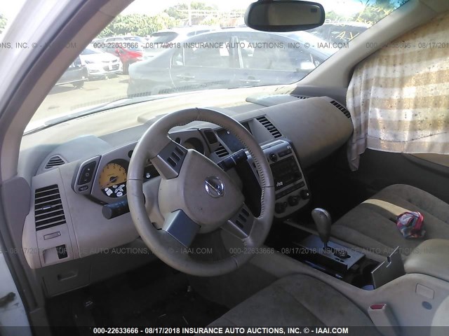 JN8AZ08T23W112216 - 2003 NISSAN MURANO SL/SE WHITE photo 5