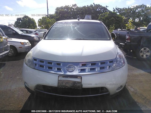 JN8AZ08T23W112216 - 2003 NISSAN MURANO SL/SE WHITE photo 6