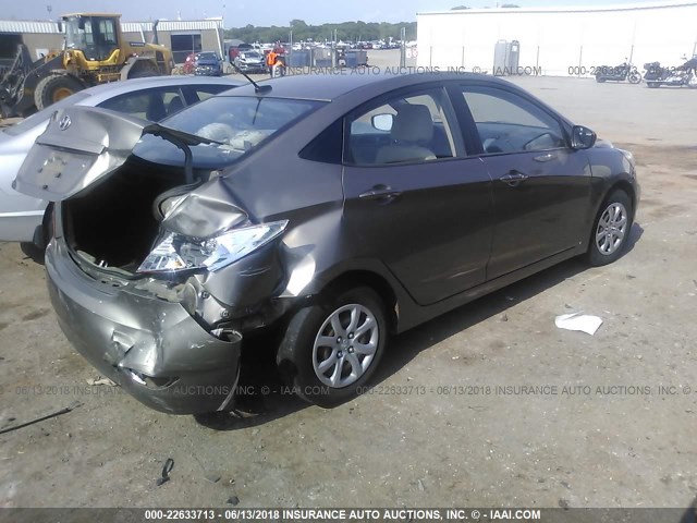 KMHCT4AE8CU167723 - 2012 HYUNDAI ACCENT GLS/GS BROWN photo 4