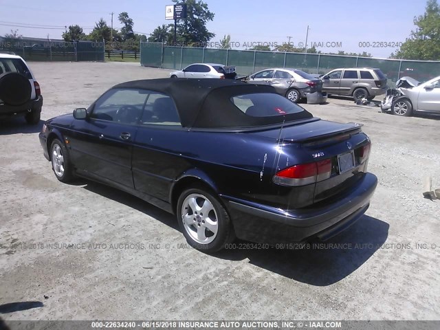 YS3DF78K8Y7017476 - 2000 SAAB 9-3 SE BLUE photo 3