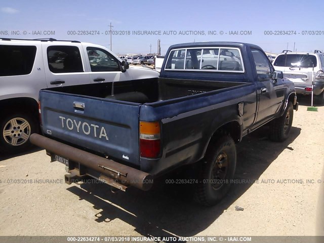 JT4VN01D5K6000374 - 1989 TOYOTA PICKUP 1/2 TON SHORT WHEELBASE DLX BLUE photo 4