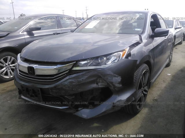 1HGCR2F52GA040426 - 2016 HONDA ACCORD SPORT GRAY photo 2