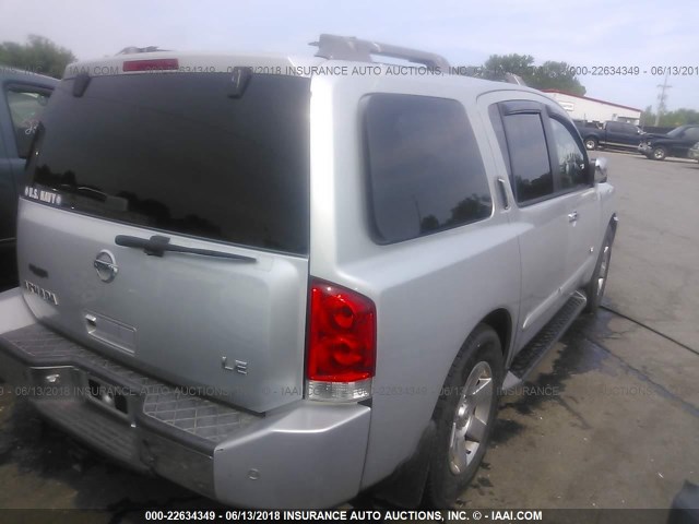 5N1AA08A25N713843 - 2005 NISSAN ARMADA SE/LE SILVER photo 4