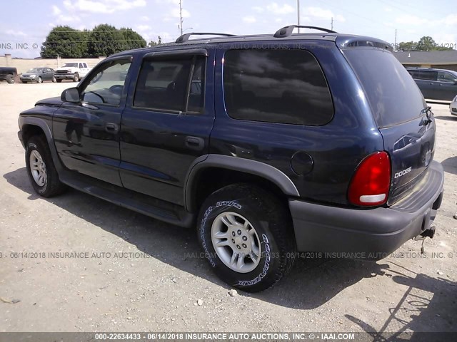 1D4HS38N03F501327 - 2003 DODGE DURANGO SPORT BLUE photo 3