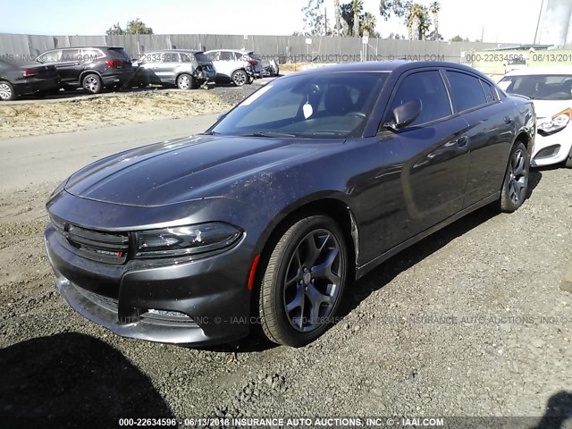 2C3CDXHG2FH722431 - 2015 DODGE CHARGER SXT GRAY photo 2