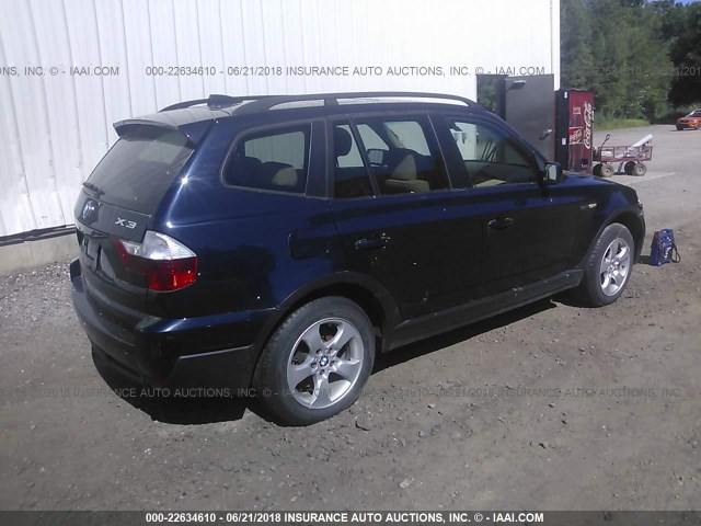 WBXPC93497WF14385 - 2007 BMW X3 3.0SI BLUE photo 4