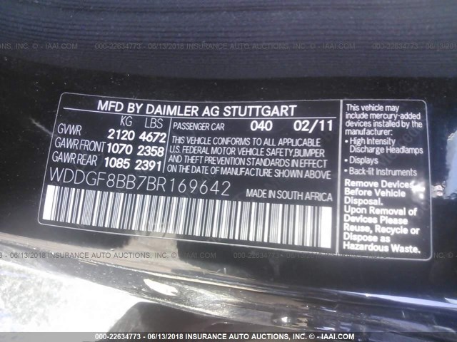 WDDGF8BB7BR169642 - 2011 MERCEDES-BENZ C 300 4MATIC BLACK photo 9