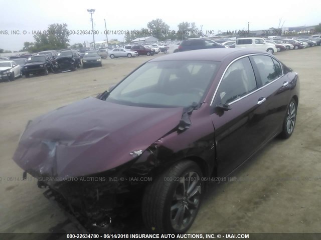 1HGCR2F52EA055490 - 2014 HONDA ACCORD SPORT MAROON photo 2