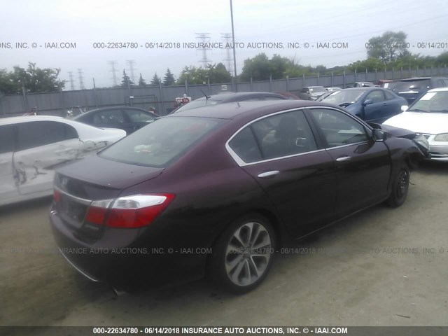 1HGCR2F52EA055490 - 2014 HONDA ACCORD SPORT MAROON photo 4