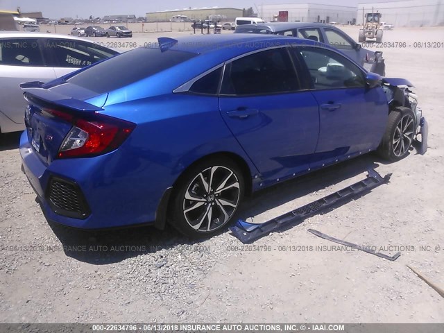 2HGFC1E57JH704688 - 2018 HONDA CIVIC SI BLUE photo 4