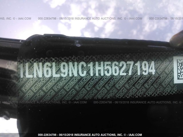 1LN6L9NC1H5627194 - 2017 LINCOLN CONTINENTAL RESERVE BLACK photo 9