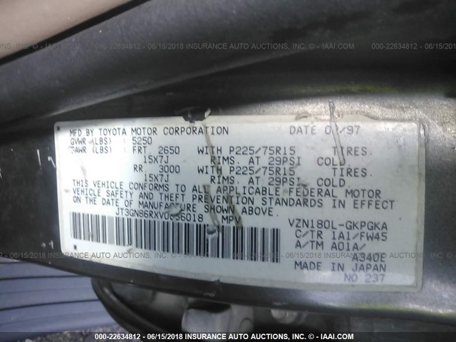 JT3GN86RXV0036018 - 1997 TOYOTA 4RUNNER SR5 GRAY photo 9