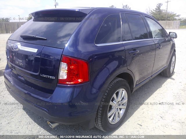2FMDK3KC1BBB26840 - 2011 FORD EDGE LIMITED BLUE photo 4