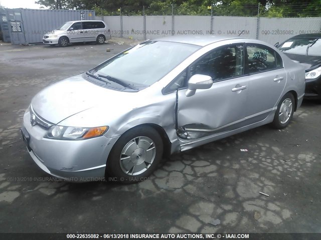 JHMFA36257S014183 - 2007 HONDA CIVIC HYBRID SILVER photo 2