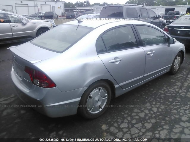 JHMFA36257S014183 - 2007 HONDA CIVIC HYBRID SILVER photo 4