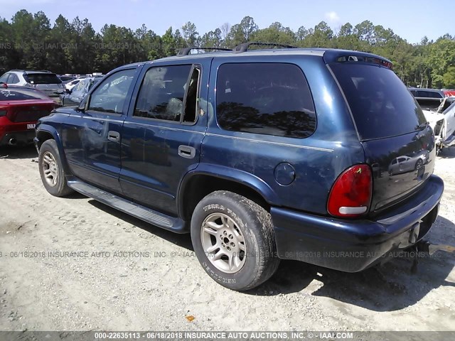 1D4HR48Z33F605069 - 2003 DODGE DURANGO SLT BLUE photo 3